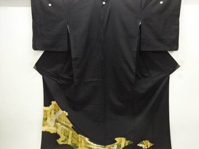 JAPANESE KIMONO / TOMESODE / EMBROIDERY / BAMBOO GRASS